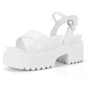 صنادل Meiiei ​​النسائية ذات المنصة المكتنزة، نعل العروة وكعب مكتنز كتلة الصنادل الصيفية المفتوحة عند الأصابع مع حزام الكاحل قابل للتعديل in Kuwait