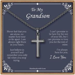 IEFLIFE Cross Necklaces Gifts for Men, Silver/Gold/Black Cross Necklace Box Chain Cross Necklace for Men, Fathers Day Valentines Christmas Birthday Gifts for Dad Son Grandpa Husband Step Dad