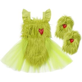 IBTOM CASTLE Newborn Baby Girls Elk Christmas Costumes W/Reindeer Hairband Fancy Dress Up Gown Party Princess Clothes Set
