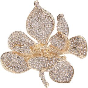 EVER FAITH Women's Austrian Crystal Orchid Flower Petal Brooch