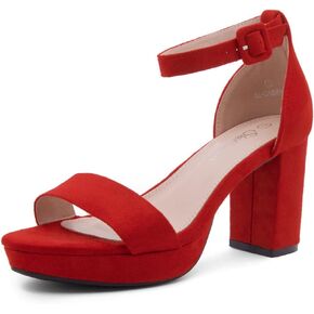 Shoe Land SL-Cabrini Women's Block Chunky Platform High Heel Sandals Open Toe Ankle Strap Wedding Party Pump Shoes (Size runs bigger, order half size down)