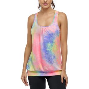 قمصان Miusey النسائية المدمجة في حمالة الصدر بدون أكمام بدون أكمام للتمارين الرياضية واليوجا in Kuwait