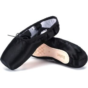 WENDYWU Girls Womens Dance Shoe Pink Ballet Pointe Slippers Ballet Flats Shoes with Ribbons Toe Pads Black Pink Red in Kuwait