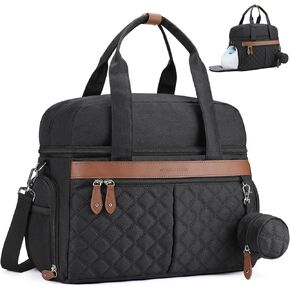 Breast Pump Bag, Diaper Bag Tote with 4 Cooler Pockets, Double-Layer Work Bag for Breastfeeding Mom fit 15'' Laptop