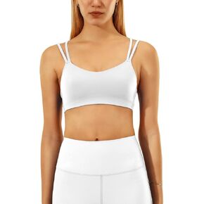 MEIVSO Women's Seamless Sports Bra Longline Spaghetti Straps Wirefree Workout Yoga Bra