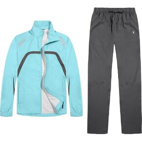 Little Donkey Andy Women Lightweight Running Jacket 2 Pieces Set, Full Zip Track Sports Suits for Cycling, UV Protection