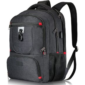 حقيبة ظهر للسفر للرجال والنساء، حقائب ظهر مدرسية كبيرة مقاس 17 بوصة للمراهقين، حقائب ظهر متينة للكمبيوتر المحمول مع منفذ شحن USB يناسب مقاس 17.3 بوصة، مقاومة للماء والمشي لمسافات طويلة في الهواء الطلق وحقيبة جامعية هدية in Kuwait