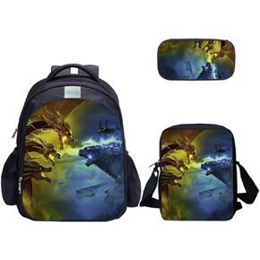 MATMO Godzilla Backpack and Lunch Bag Set for Boys, Backpack Shoulder Bag Pencil Case (Godzilla Backpack Set 13)