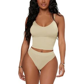 Floerns Women's Two Piece Lingerie Set Longline Bra and Panty Underwear