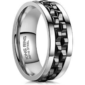 King Ring 8mm Gear Spinner Rings – Ultra Polished Fidget Rings for Men & Women – Designed in USA