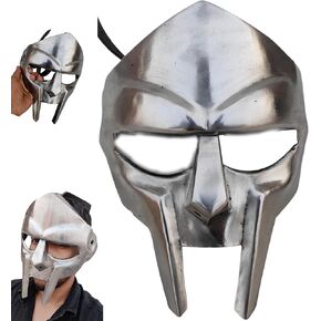 WAVE NAUTICAL - قناع وجه مصارع MF Doom Madvillain 18 جم من الفولاذ الطري نسخة طبق الأصل من خوذة مصارع العصور الوسطى Doom Gladiator قناع وجه مصنوع يدويًا MF Doom العصور الوسطى in Kuwait