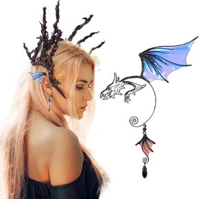 MDRTIRIM التنين أجنحة شكل تأثيري الأذن التفاف الأكمام قلادة دون ثقب الجنية آذان قزم كليب لا ثقب الأذن الكفة المعلقات اليدوية هيبوالرجينيك سحر الأذن لالتقاط الصور تبادل لاطلاق النار الدعائم الطرف in Kuwait