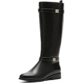 حذاء نسائي من RELLSA بكعب منخفض للركبة حذاء برقبة واسعة وحزام بإبزيم لركوب الخيل حذاء برقبة مستديرة عند الأصابع in Kuwait