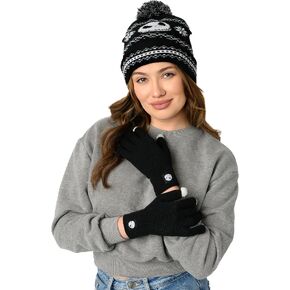 Disney Adult Knit Beanie Hat and Texting Glove Set Mickey Minnie Skellington