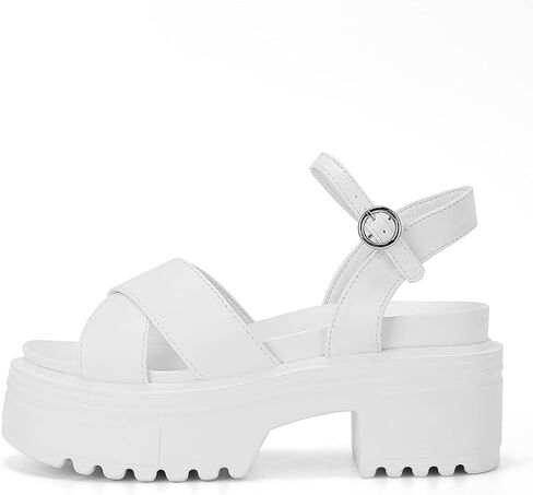 صنادل Meiiei ​​النسائية ذات المنصة المكتنزة، نعل العروة وكعب مكتنز كتلة الصنادل الصيفية المفتوحة عند الأصابع مع حزام الكاحل قابل للتعديل in Kuwait