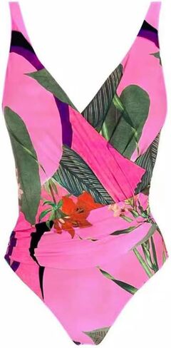 IDOPIP Women's One Piece Swimsuit with Beach Cover up Wrap Skirt Sarong Retro Floral Print Bikini Set Two Piece Bathing Suit in Kuwait