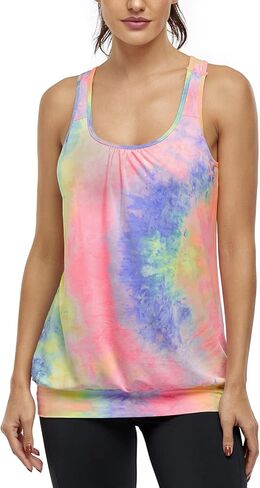 قمصان Miusey النسائية المدمجة في حمالة الصدر بدون أكمام بدون أكمام للتمارين الرياضية واليوجا in Kuwait