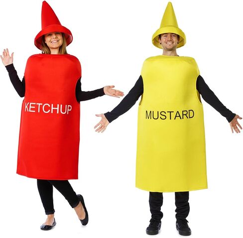 Ketchup and Mustard Costume - Halloween Couples Costumes for Adults - Mascot Costume - Food Costumes by Tigerdoe in Saudi Arabia