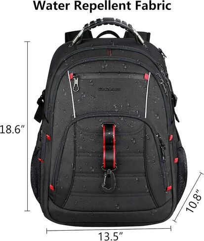 KROSER Travel Laptop Backpack 17.3 inch XL Computer Backpack Stylish College Backpack with RFID Pockets USB Charging Port REFLECTIVE STRIPS Water-Repellent Day pack for Business/Men in Kuwait