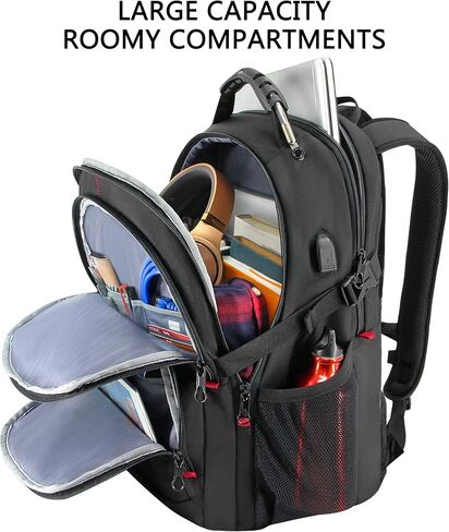 KROSER Travel Laptop Backpack 17.3 inch XL Computer Backpack Stylish College Backpack with RFID Pockets USB Charging Port REFLECTIVE STRIPS Water-Repellent Day pack for Business/Men in Kuwait