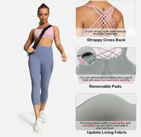 QUEENIEKE Womens Yoga Sport Bra Light Support Strappy Free to Be Bra 77889 in Kuwait