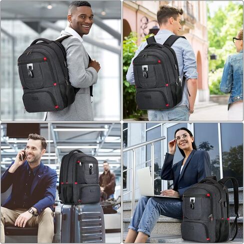 حقيبة ظهر للسفر للرجال والنساء، حقائب ظهر مدرسية كبيرة مقاس 17 بوصة للمراهقين، حقائب ظهر متينة للكمبيوتر المحمول مع منفذ شحن USB يناسب مقاس 17.3 بوصة، مقاومة للماء والمشي لمسافات طويلة في الهواء الطلق وحقيبة جامعية هدية in Kuwait