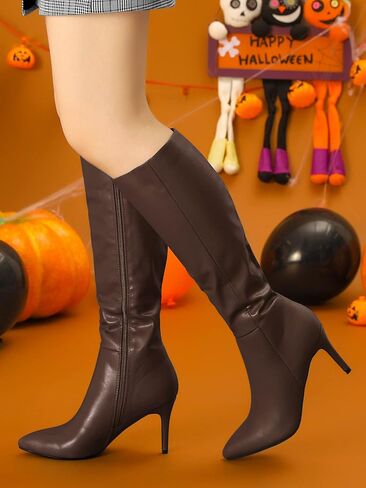 Allegra K Women's High Heels Pointed Toe Stiletto Heel Knee High Boots in Saudi Arabia