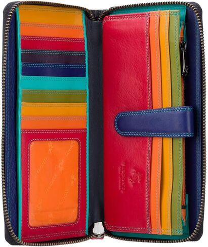 Visconti Spectrum 33 Multi Colored Soft Leather Ladies Wallet Purse Clutch (Red Multi), Large in Saudi Arabia