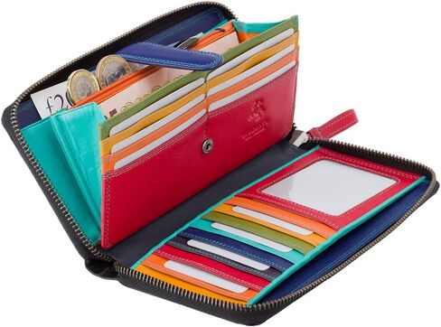 Visconti Spectrum 33 Multi Colored Soft Leather Ladies Wallet Purse Clutch (Red Multi), Large in Saudi Arabia