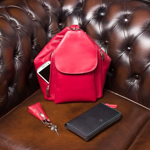 Visconti Spectrum 33 Multi Colored Soft Leather Ladies Wallet Purse Clutch (Red Multi), Large in Saudi Arabia
