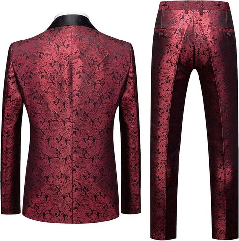 بدلة MOGU الرجالية المكونة من 3 قطع بقصة ضيقة وشال وطية صدر السترة لحفلات الزفاف اليومية (بدلة سترة + بنطلون + سترة) in Kuwait