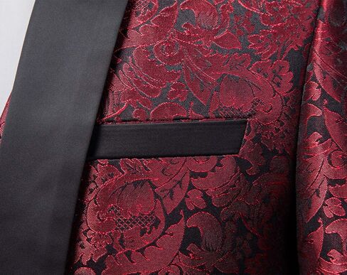 بدلة MOGU الرجالية المكونة من 3 قطع بقصة ضيقة وشال وطية صدر السترة لحفلات الزفاف اليومية (بدلة سترة + بنطلون + سترة) in Kuwait