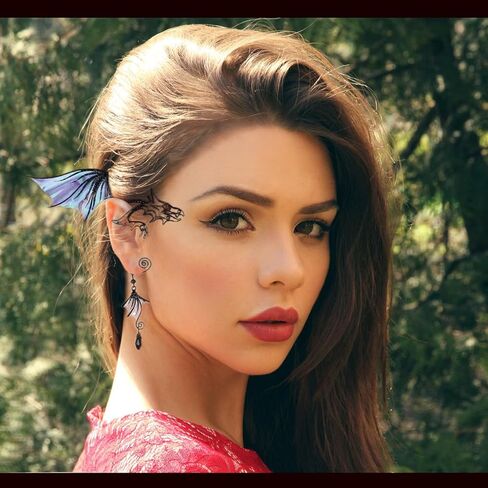 MDRTIRIM التنين أجنحة شكل تأثيري الأذن التفاف الأكمام قلادة دون ثقب الجنية آذان قزم كليب لا ثقب الأذن الكفة المعلقات اليدوية هيبوالرجينيك سحر الأذن لالتقاط الصور تبادل لاطلاق النار الدعائم الطرف in Kuwait