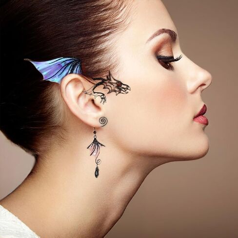 MDRTIRIM التنين أجنحة شكل تأثيري الأذن التفاف الأكمام قلادة دون ثقب الجنية آذان قزم كليب لا ثقب الأذن الكفة المعلقات اليدوية هيبوالرجينيك سحر الأذن لالتقاط الصور تبادل لاطلاق النار الدعائم الطرف in Kuwait