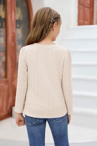 Ebifin Girls Sweaters Kids Long Sleeve Crewneck Fall Knit Tops Cute Pullover Jumper Shirts 5-14 Years in Kuwait