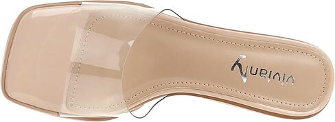 vivianly Womens Clear Heels Sandals Transparent Chunky Heels Backless Open Toe Slip on Mules Heeled Slipper Dress Shoes in Kuwait