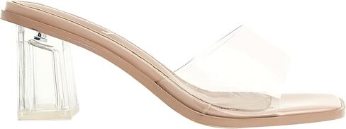 vivianly Womens Clear Heels Sandals Transparent Chunky Heels Backless Open Toe Slip on Mules Heeled Slipper Dress Shoes in Kuwait