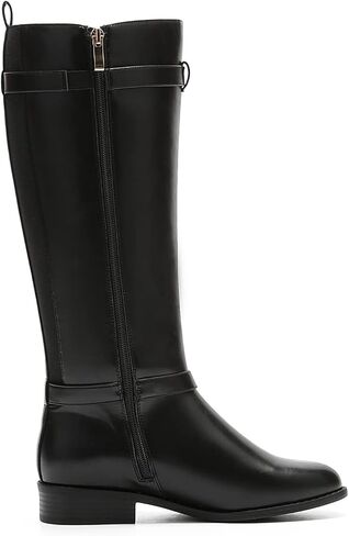 حذاء نسائي من RELLSA بكعب منخفض للركبة حذاء برقبة واسعة وحزام بإبزيم لركوب الخيل حذاء برقبة مستديرة عند الأصابع in Kuwait