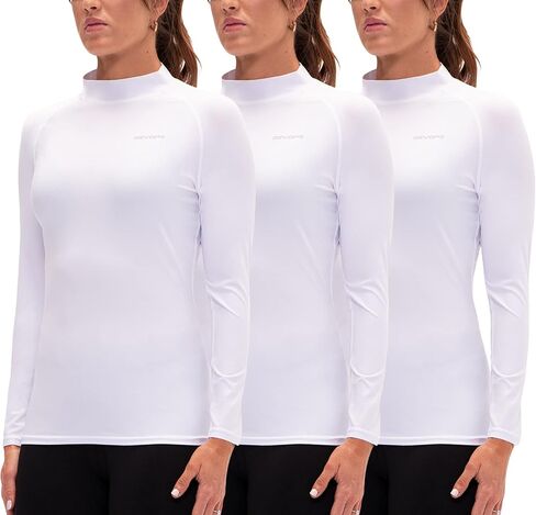 DEVOPS 3 Pack Women's Compression Shirt Dry Fit Nock Turltle Neck Long Sleeve Running Athletic T-Shirt Workout Tops in Kuwait