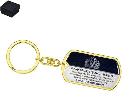 To My Daughter Gift Keychain, Keepsake for Granddaughter Keychain, Grandma Keychain, Engraved Stainless Steel Key chain in Saudi Arabia