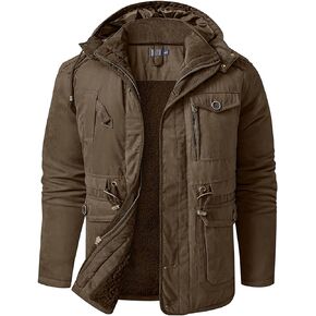 NEWHALL Men's Cargo hooded Jacket, Winter Sherpa Lined Thermal Jacket Multi-pocket Trench Coat in Saudi Arabia