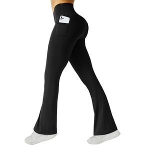FireSwan Women's Flare Yoga Pants V Waist Flared Leggings High Waisted Bootcut Workout Pants Tummy Control in Kuwait