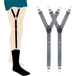 FOX-TECH Adjustable Men's Shirt Stay, Y Men's Garter Belt, Non-Slip Garter Belt with Toothed Metal Clip