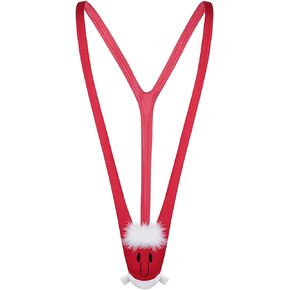TAIKMD Men's Christmas Santa Snowman Underwear Mankini Thong Leotard Pouch G-String Stretch Jockstrap Pranks Gag Gift Red in Kuwait
