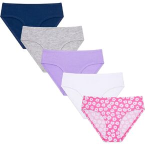 Rene Rofe 5 Pack Girls Ultra Soft Cotton Bikini Underwear - Size 7-16 Undies for Girls