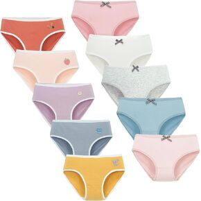 Panegy Girls Cotton Underwear with Lace Trim Soft Breathable Briefs