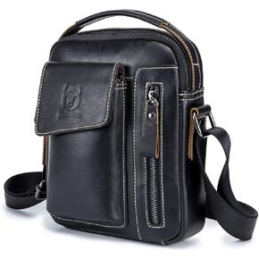 BULLCAPTAIN Genuine Leather Men Bags Shoulder Bag for Mens Everyday Casual Messenger Bag Handbag