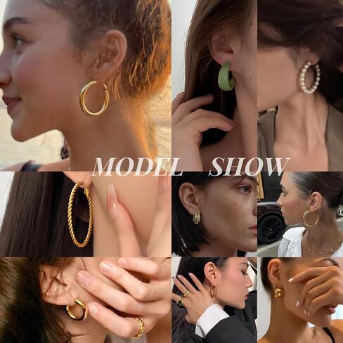 51 Pairs Gold Hoops Earrings Set for Women Girls,Chunky Twisted Hoop Earrings Multipack Pearl Hoop Earrings Pack Small Big Hoops Earring Packs Gold Jewelry Birthday Party Gifts in Saudi Arabia