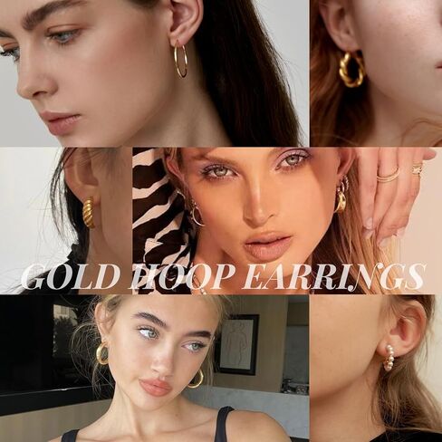 51 Pairs Gold Hoops Earrings Set for Women Girls,Chunky Twisted Hoop Earrings Multipack Pearl Hoop Earrings Pack Small Big Hoops Earring Packs Gold Jewelry Birthday Party Gifts in Saudi Arabia