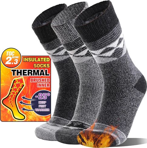 MOGGEI 3 Pairs Thermal Warm Socks for Men & Women Thick Winter Extra Warm Insulated Boot Ski Socks for Cold Weather in Saudi Arabia